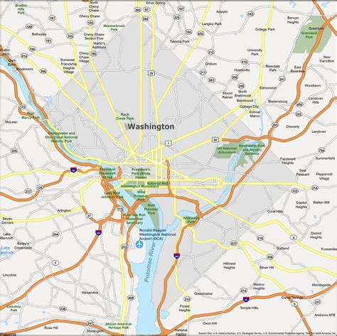 A Map showing Washington DC Area