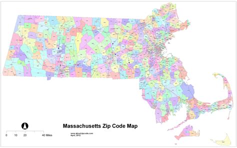 Massachusetts Map with Zip Codes