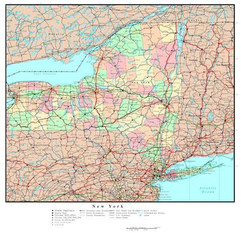 New York State Map with Cities