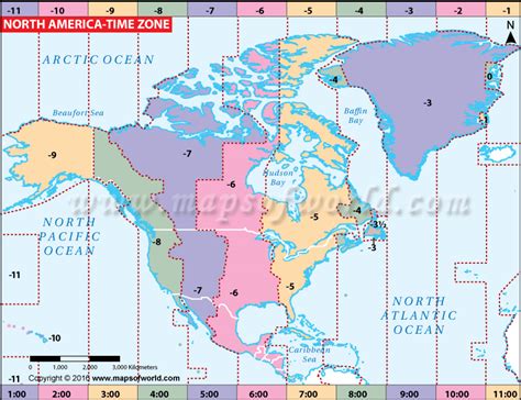North America Time Zone Map