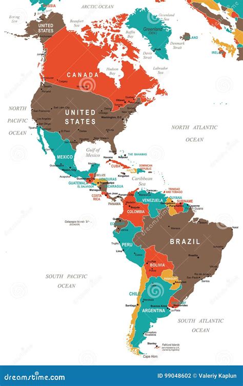 North and South America Map