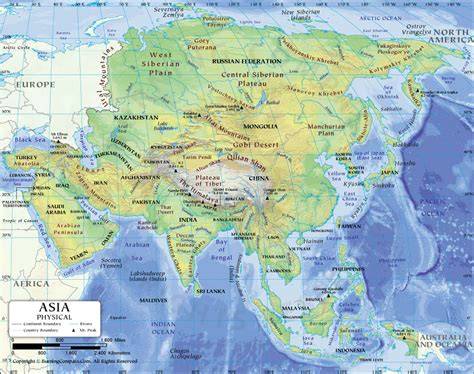 Physical Feature Map Of Asia