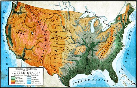 Physical Feature Map of the US