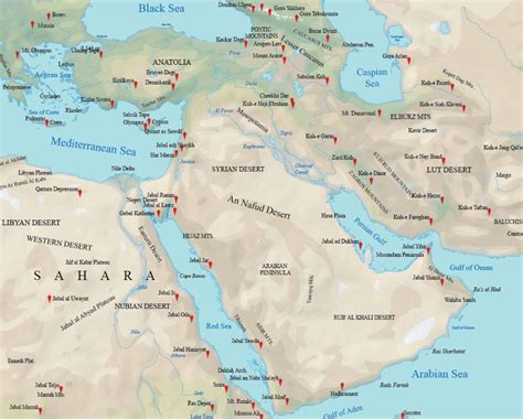 Physical Map Of The Middle East