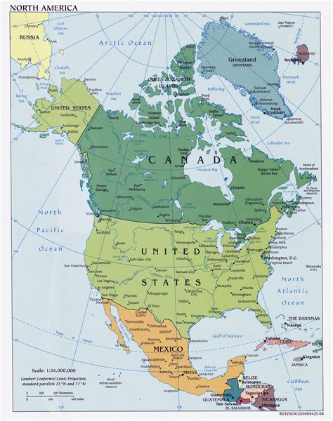 Political Map Of The North America