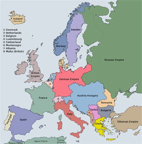 Pre WW1 Map Of Europe