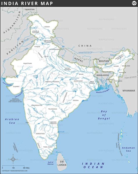 A Map of India with Rivers