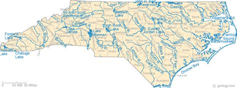 Rivers in North Carolina Map