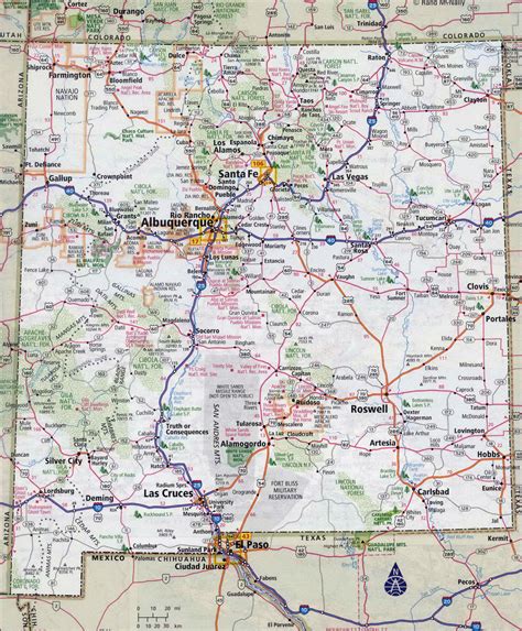 Road map of New Mexico