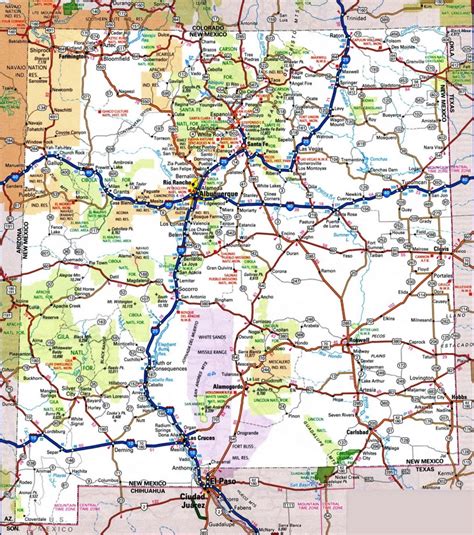 Road map of New Mexico