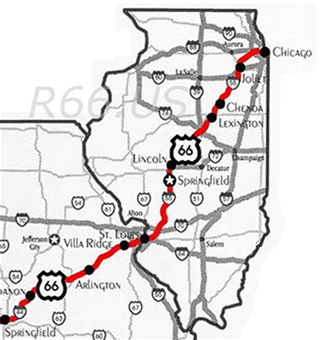 Route 66 in Illinois Map
