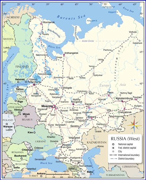 MAP of Russia on the Map of Europe with different industries represented