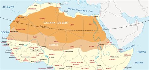 Sahara Desert in Africa Map