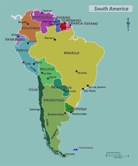 South America Map With Capitals