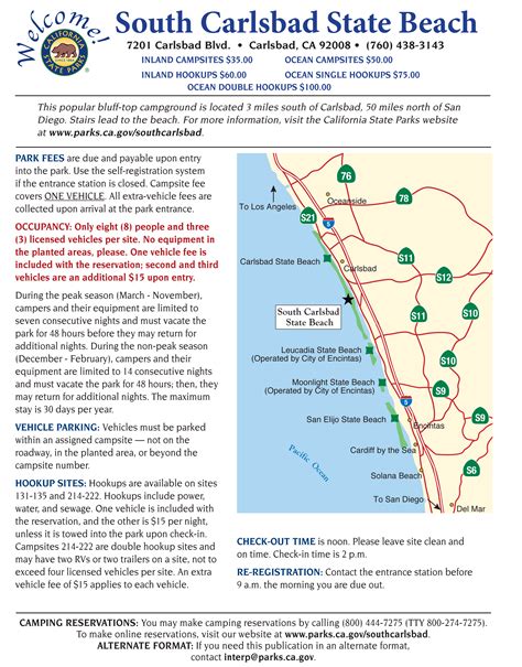 Map of South Carlsbad State Beach Campground