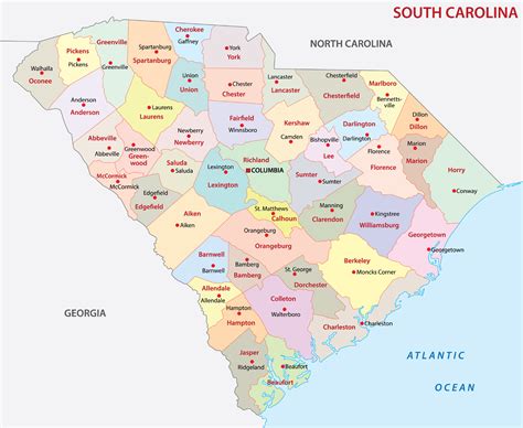 South Carolina Map With Counties