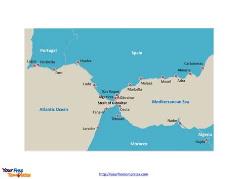 A map showing the Strait of Gibraltar and various industries implementing Maps