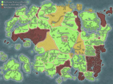 The map of The Elder Scrolls Online game