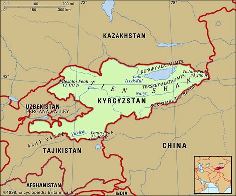 Tian Shan Mountains On A Map