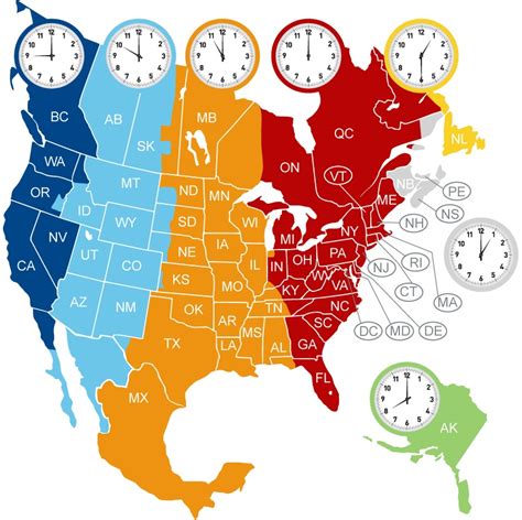 Time Zone Map of North America