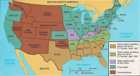 Map of the United States in 1860