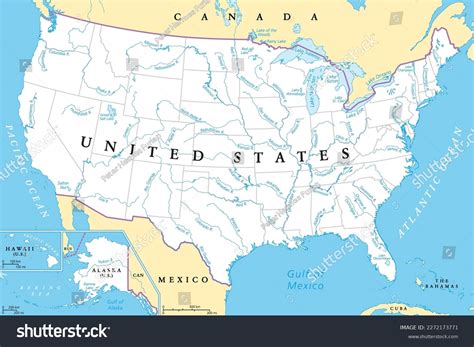 United States Map with Rivers
