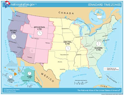 Map of United States Time Zones