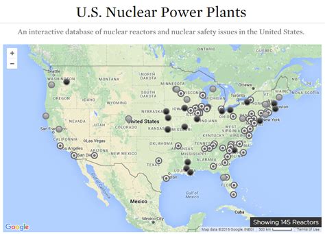 A map of nuclear power plants in the US