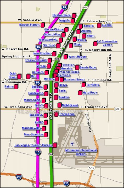 Vegas Strip Map of Hotels