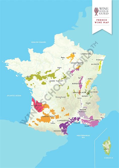 Wine Regions of France Map
