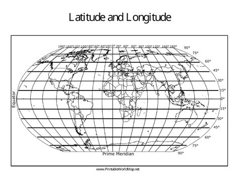 World Map with Latitude and Longitude