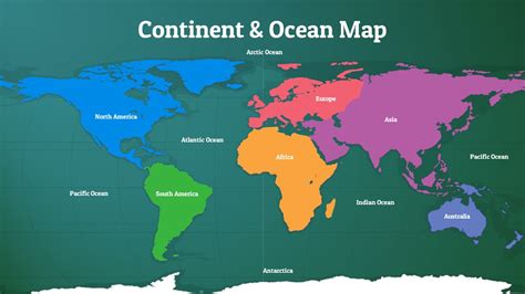 World Map with Continents and Oceans