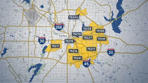 Map representation of zip codes in Dallas, TX
