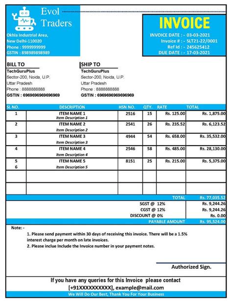 Excel Bill Template Free Of 19 Free Invoice Template Excel Easy to Edit