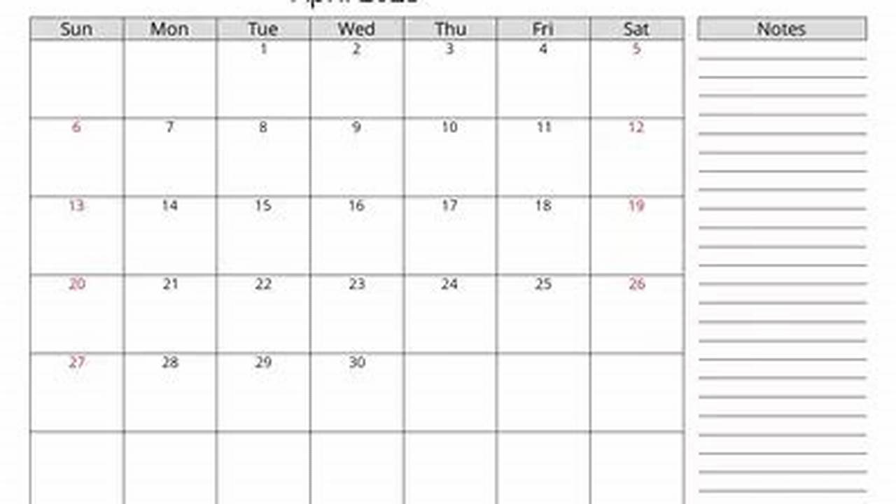 Excel Calendar For April 2025