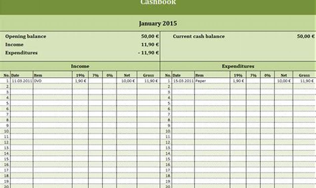 Excel Cashbook Template