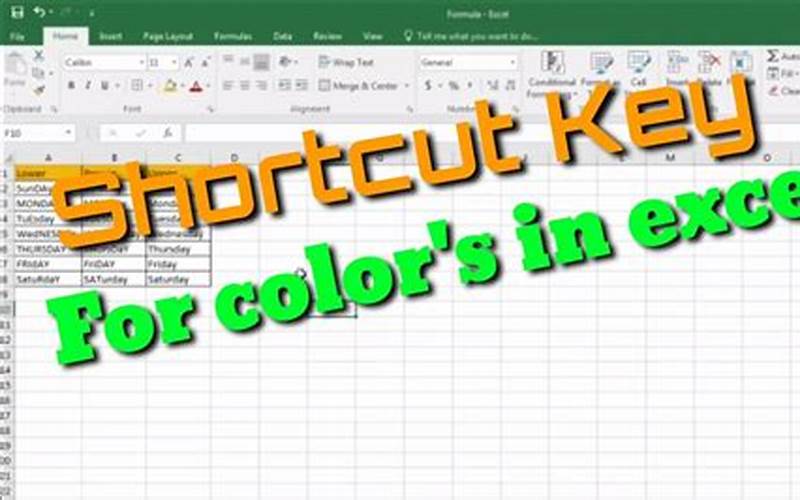 Excel Cell Coloring Shortcut