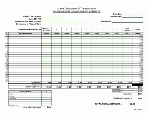 Construction Bid Template Free Excel Of Construction Bid Proposal