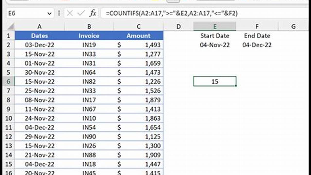Excel Count Calendar Days