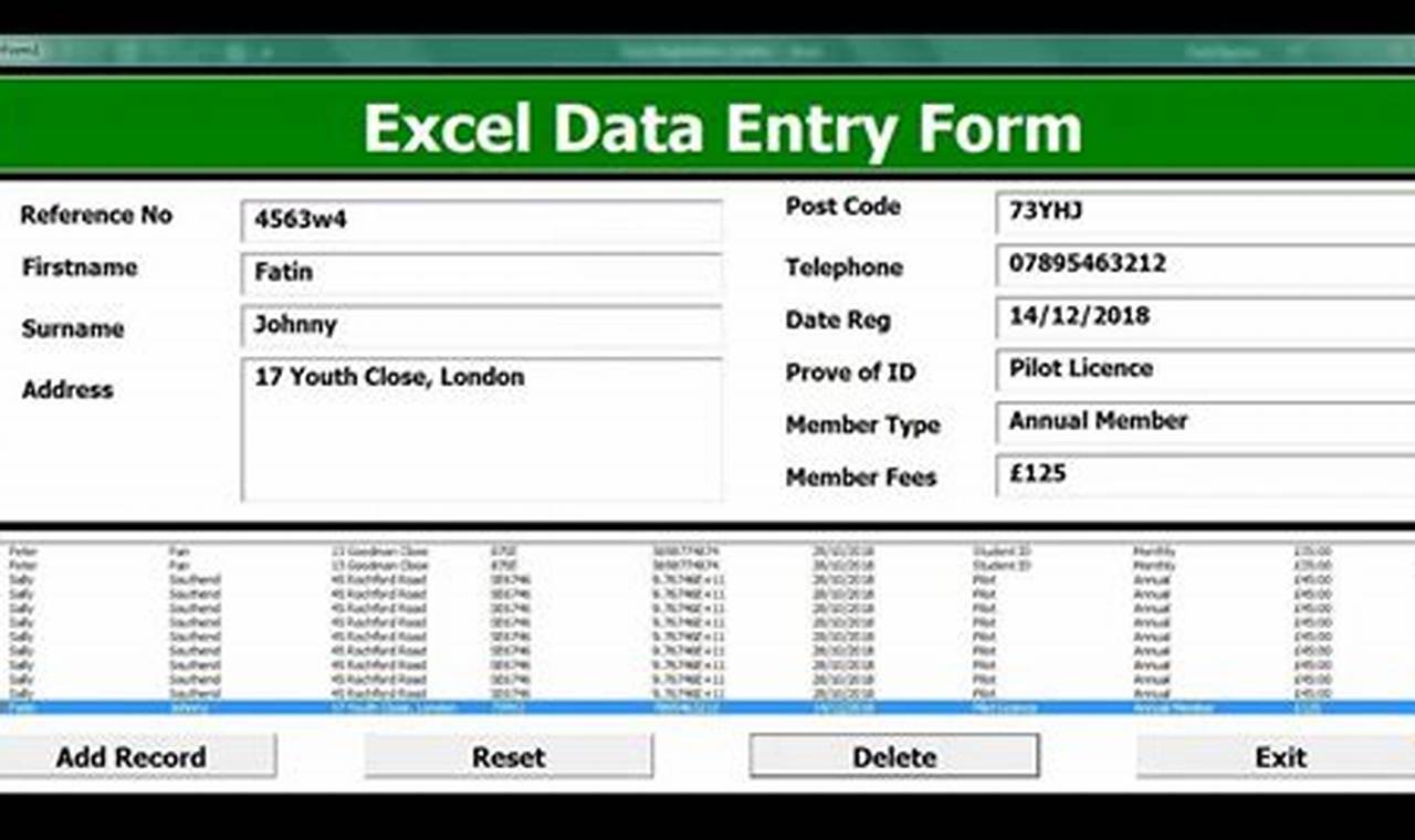 Excel Data Entry Form Template: Streamline Your Data Collection