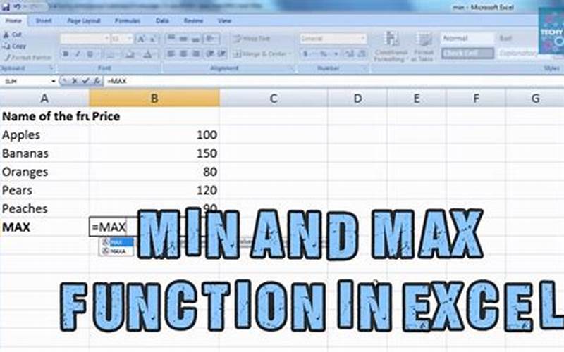 Excel Max And Min Formulas