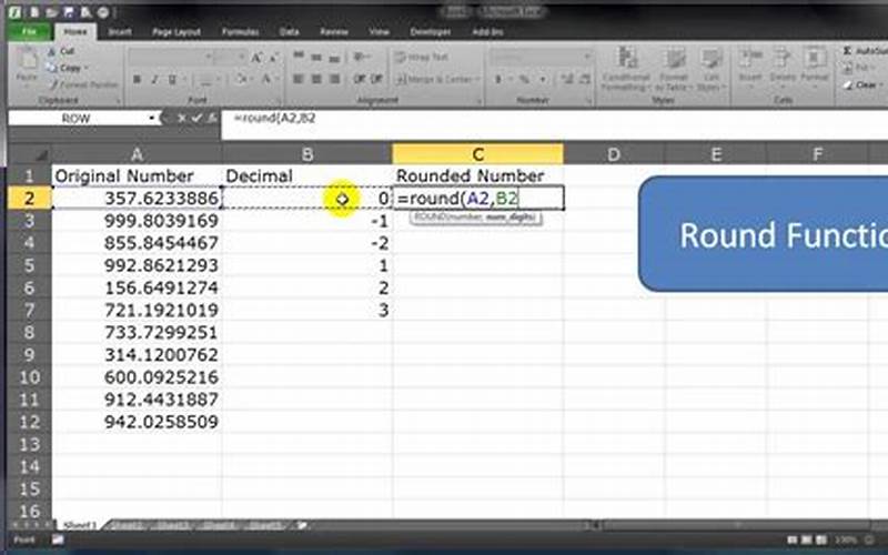 Excel Round Formula