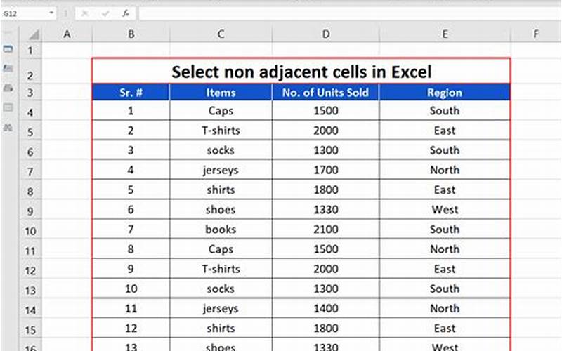 Excel Select Non-Adjacent Cells