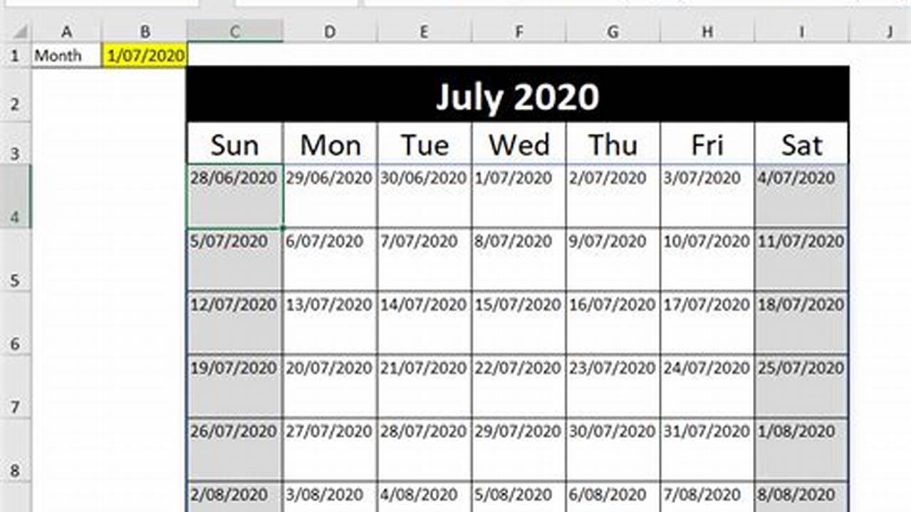 Excel Sequence Calendar