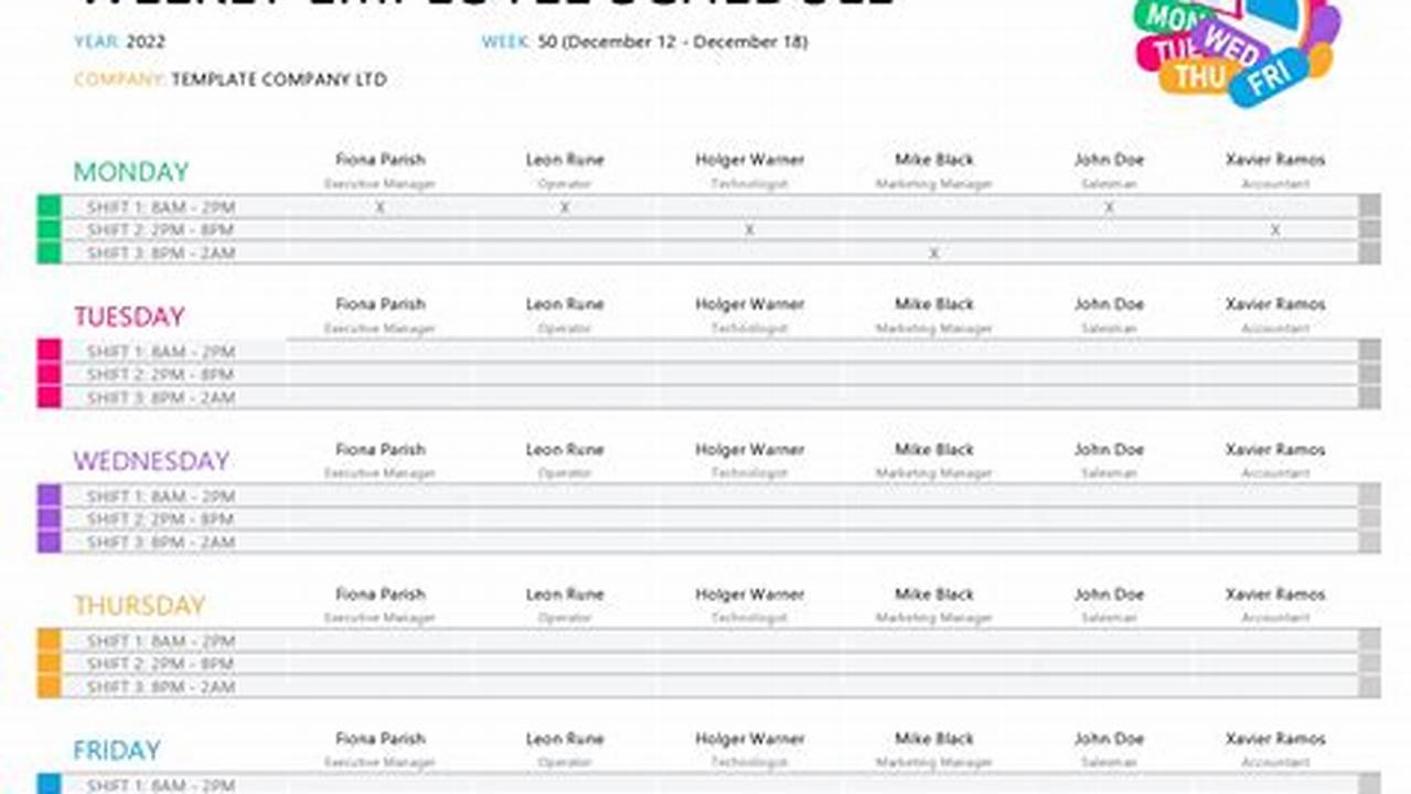 Excel Staff Calendar Template