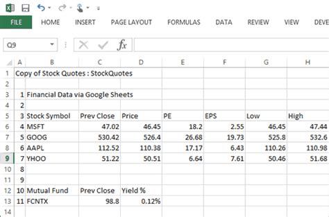Stock Quote Free Excel Template Excel Templates for every purpose