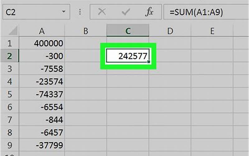 Excel Subtraction Format