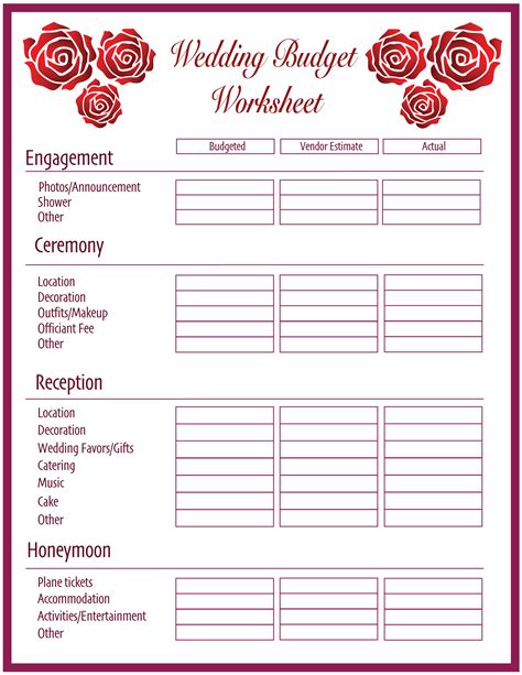 Free Wedding Budget Worksheets (14 Templates for Excel)