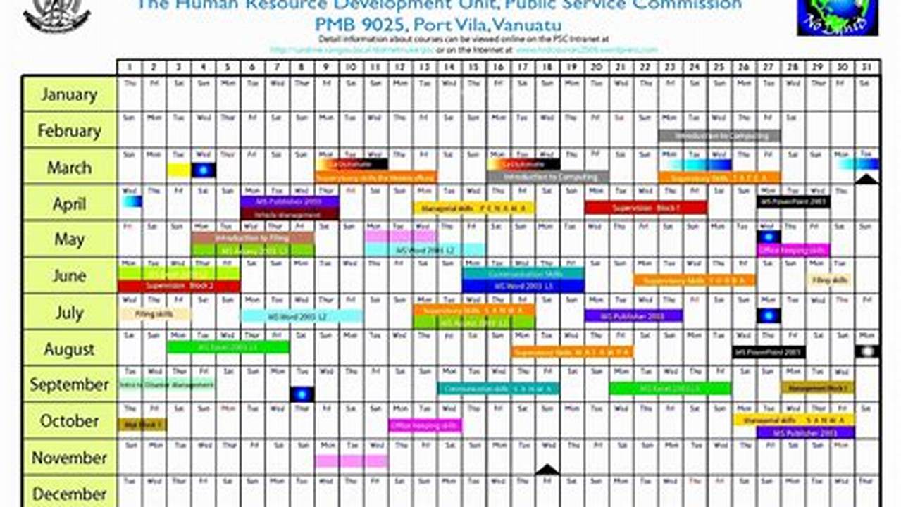 Excel Training Calendar Template