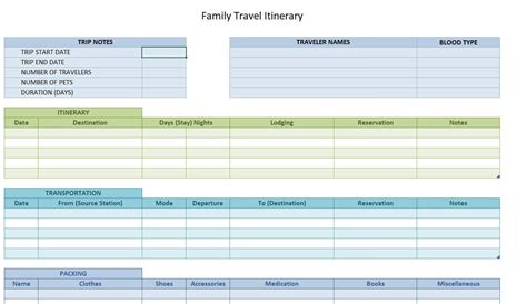 Excel Travel Template